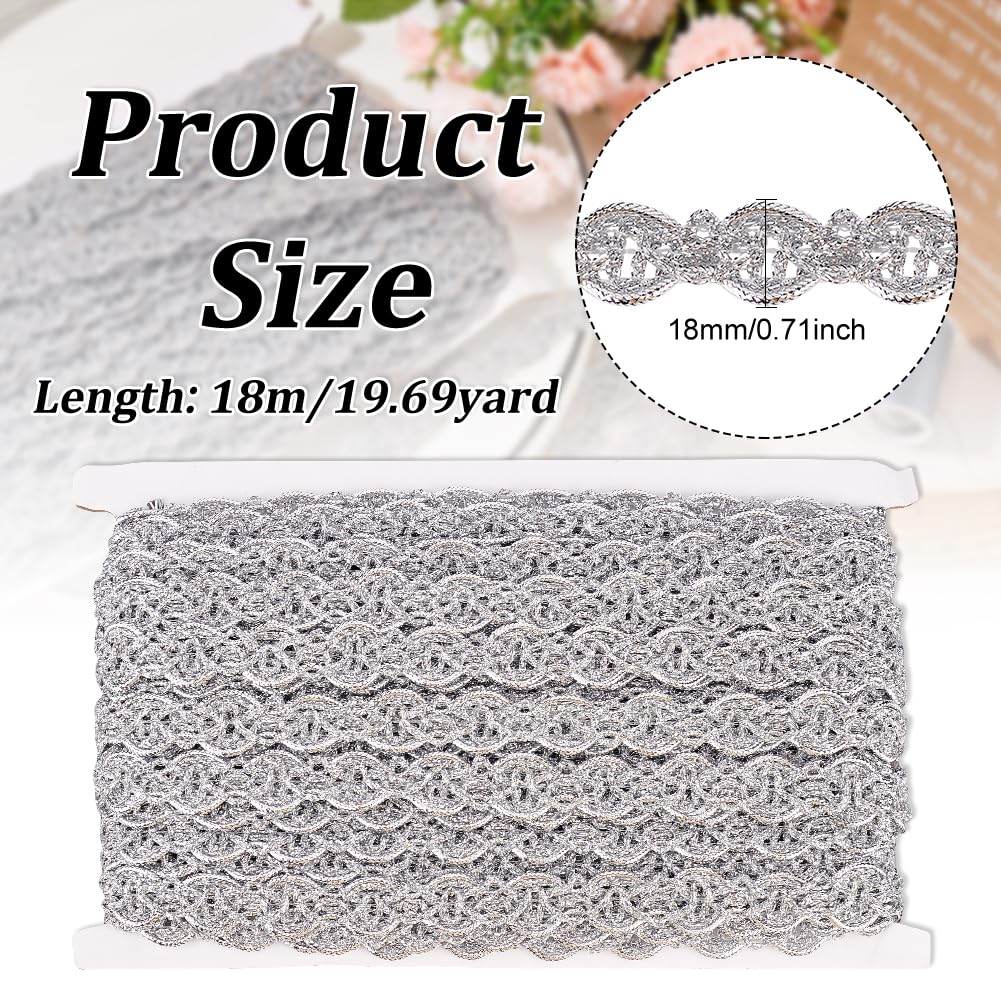 Amazon.com: FINGERINSPIRE 19.69 Yards Metallic Braid Lace Trim